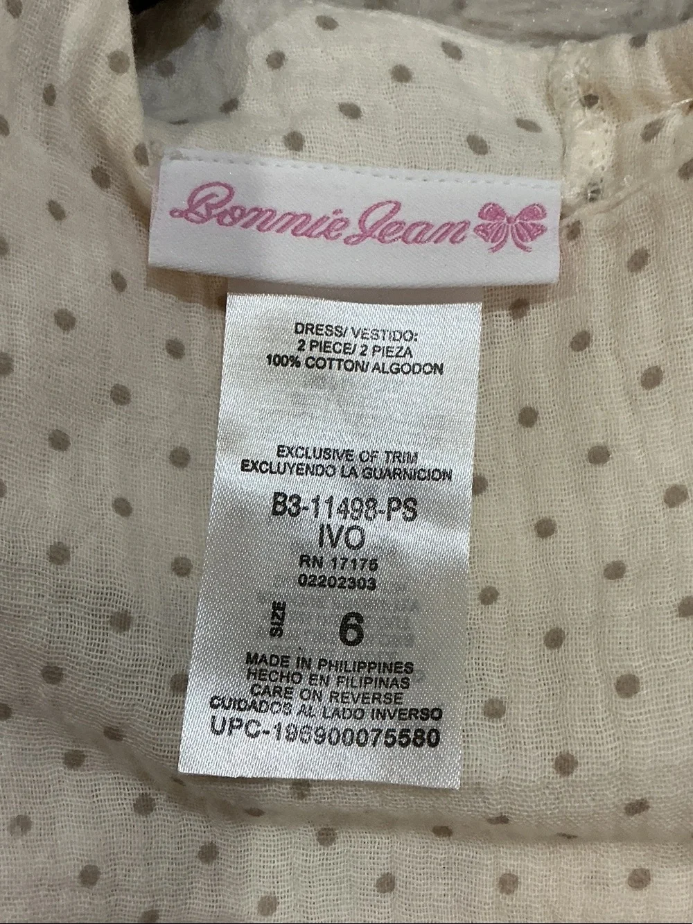 Bonnie Jean Cream Dot Tiered Dress with Pink Floral Leggings